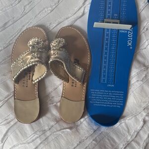 Girls' Metallic Gold Slide Sandals with Decorative Rosette